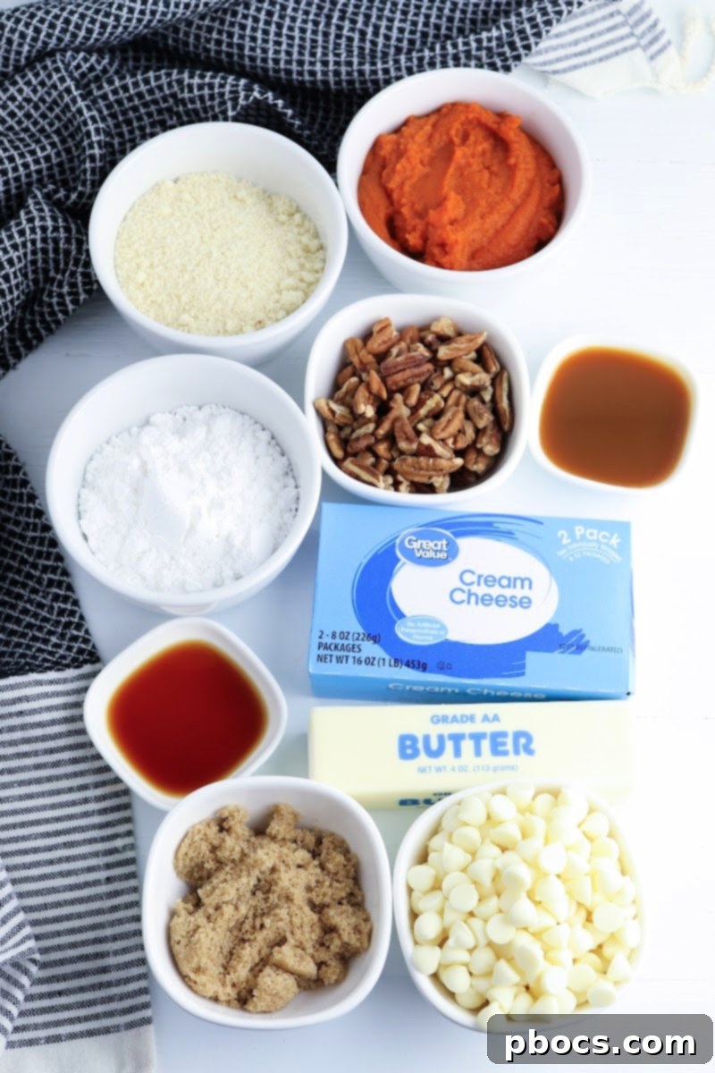 Low-Carb Turtle Pumpkin Cheesecake Bars - Ingredients prep