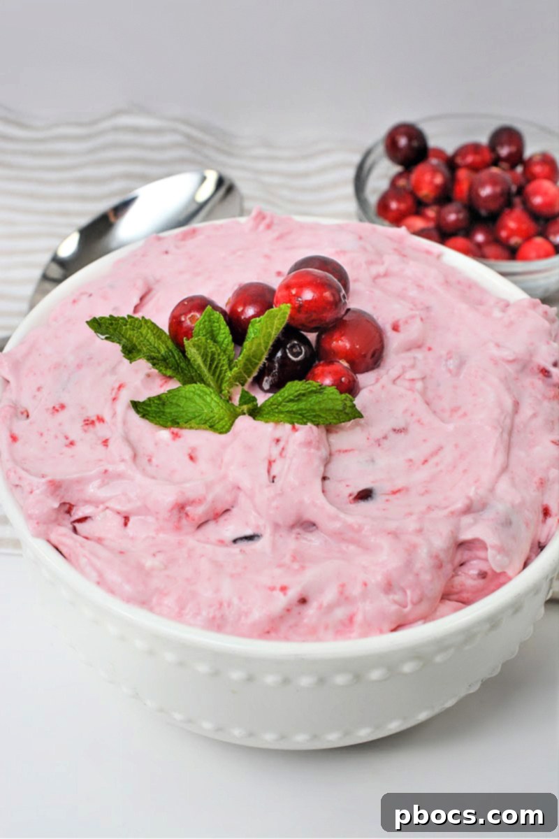 Delicious Low Carb Cranberry Fluff in a glass