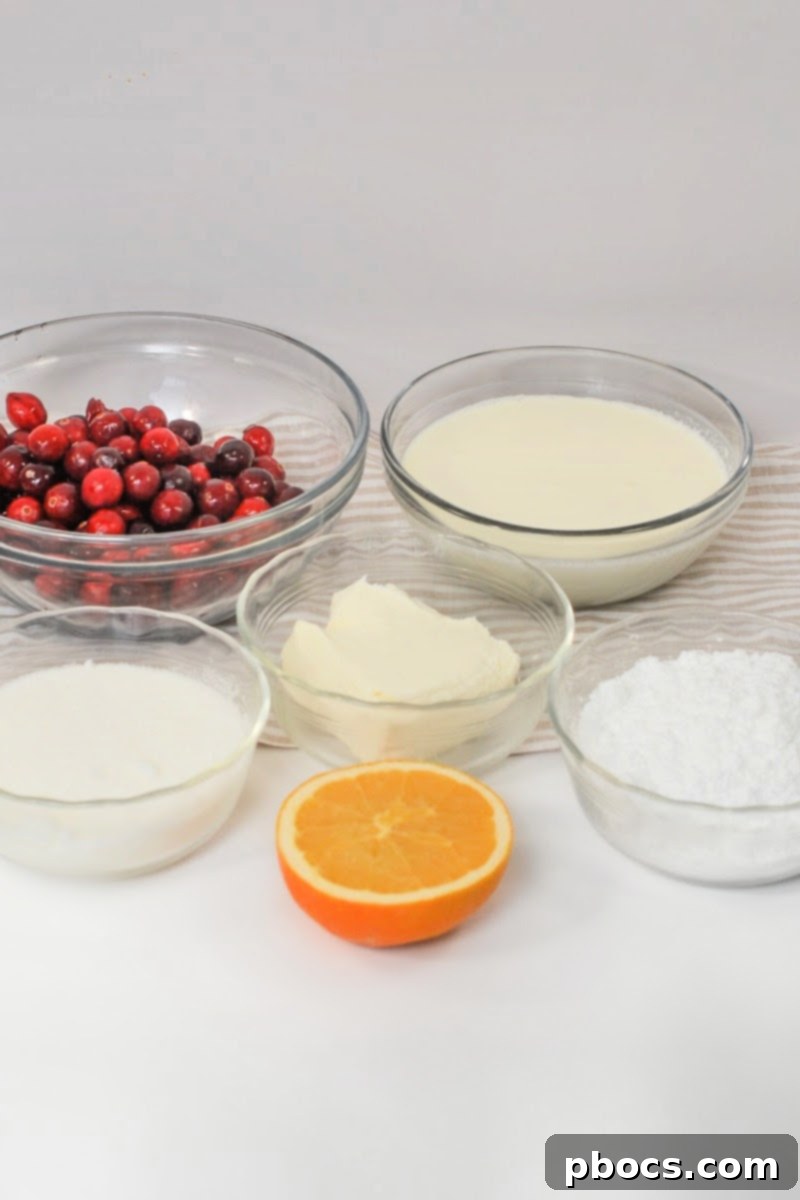 All ingredients laid out for Low Carb Cranberry Fluff