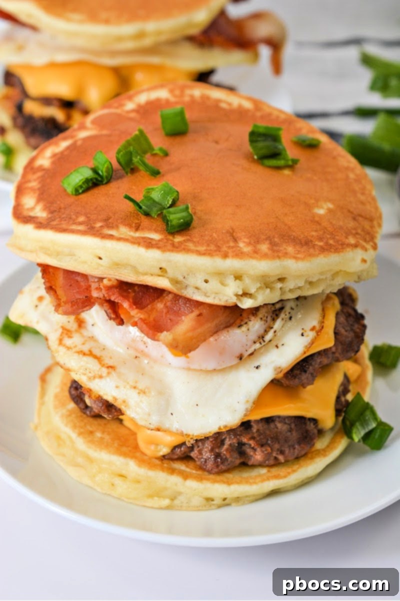 Finished Keto Pancake Breakfast Smashburgers ready to be served