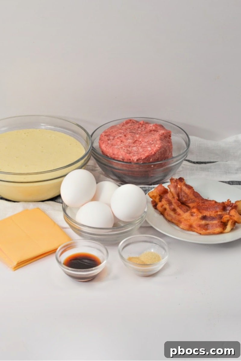 Ingredients for Keto Pancake Breakfast Smashburgers
