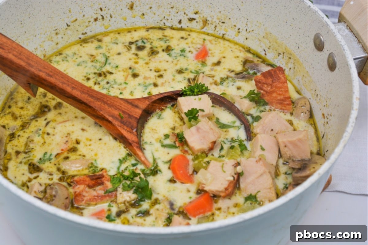 Low Carb Creamy Leftover Turkey Soup
