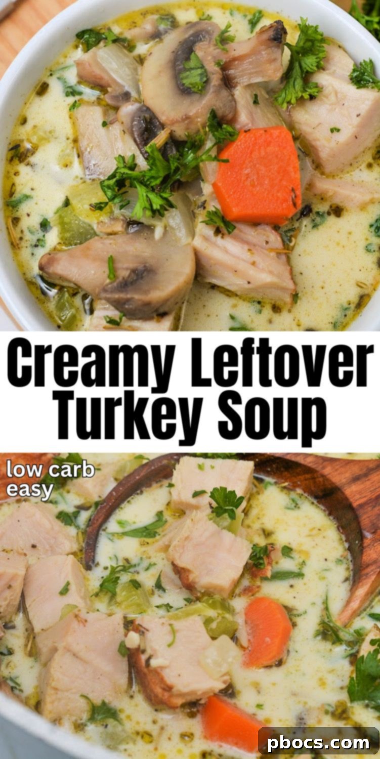 Low Carb Creamy Leftover Turkey Soup