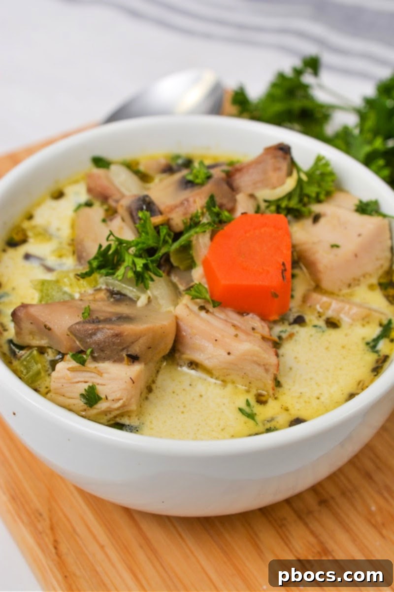 Low Carb Creamy Leftover Turkey Soup