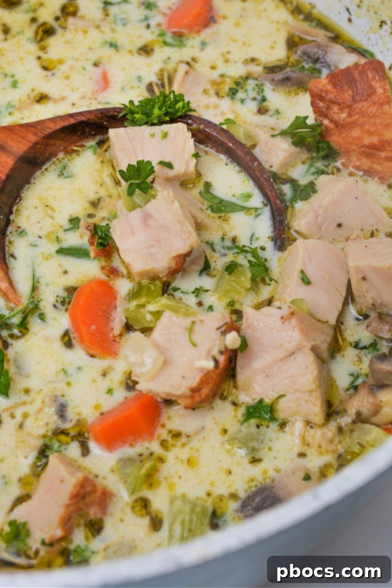 Low Carb Creamy Leftover Turkey Soup