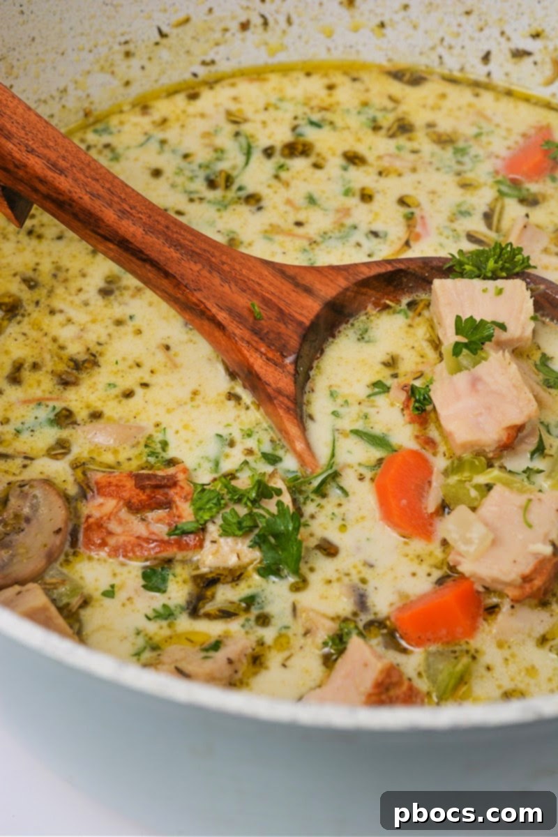 Low Carb Creamy Leftover Turkey Soup