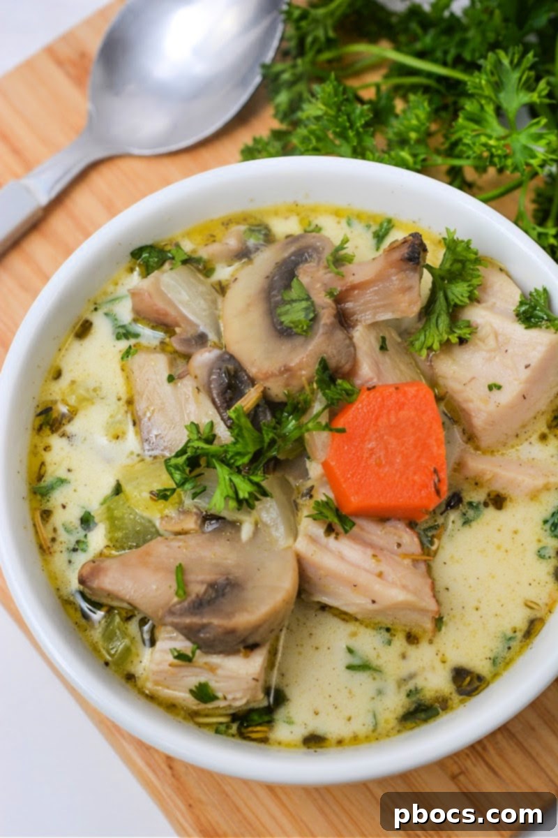 Low Carb Creamy Leftover Turkey Soup