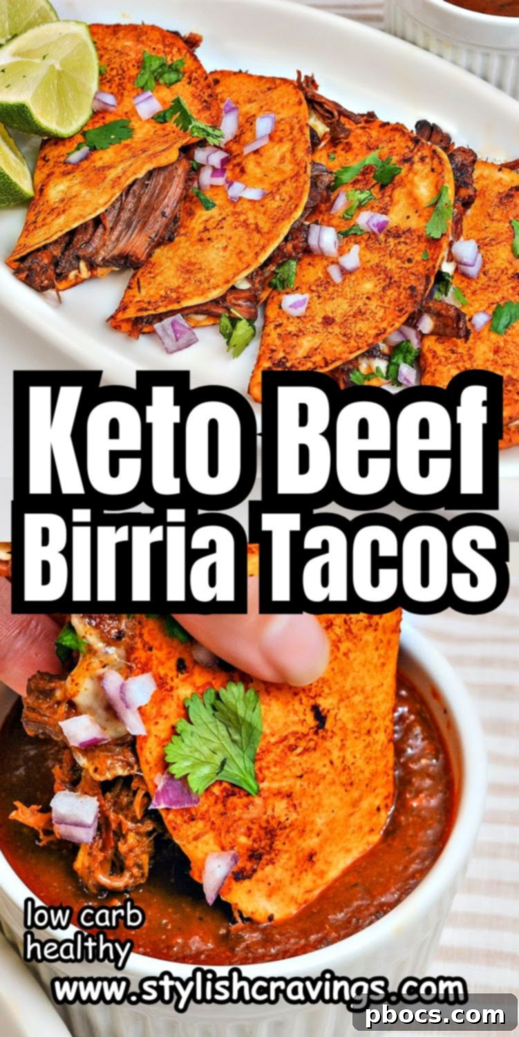 Savory Keto Birria Beef Tacos 23 Pin Keto Beef Birria Tacos for later on Pinterest #ketobeefbirriatacos #beefbirriatacos #lowcarbmexican