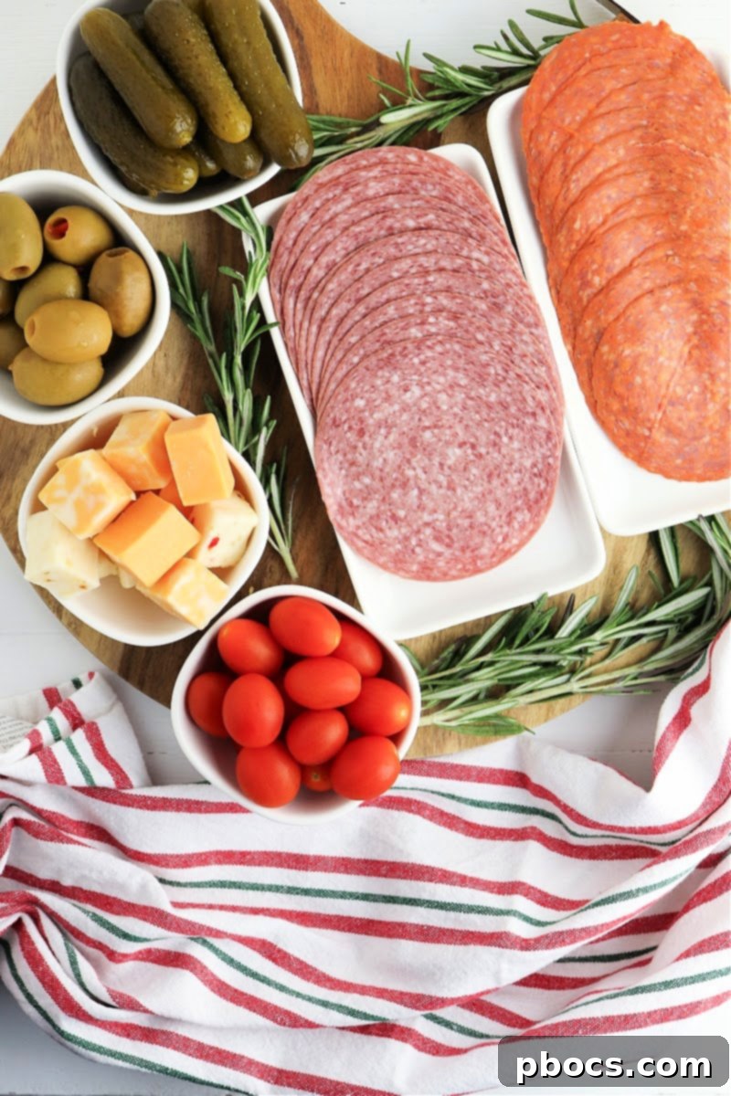 Low-Carb Charcuterie Wreath Ingredients