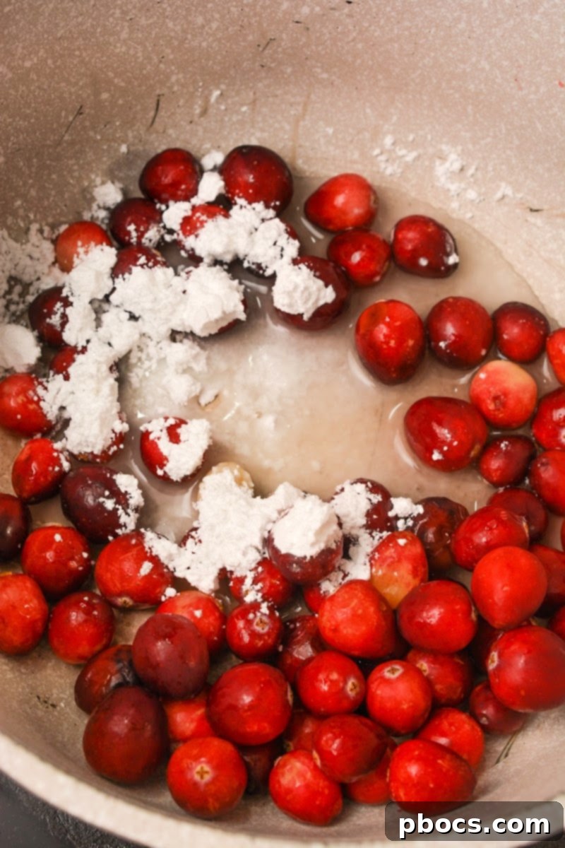 Yuletide Low-Carb Cranberry Apple Dump Cake 10 Adding sweetener to the cranberries