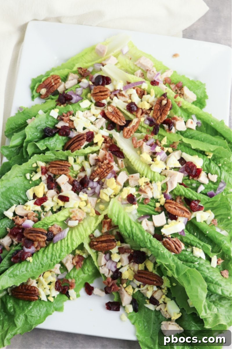 Adding toppings to the romaine lettuce