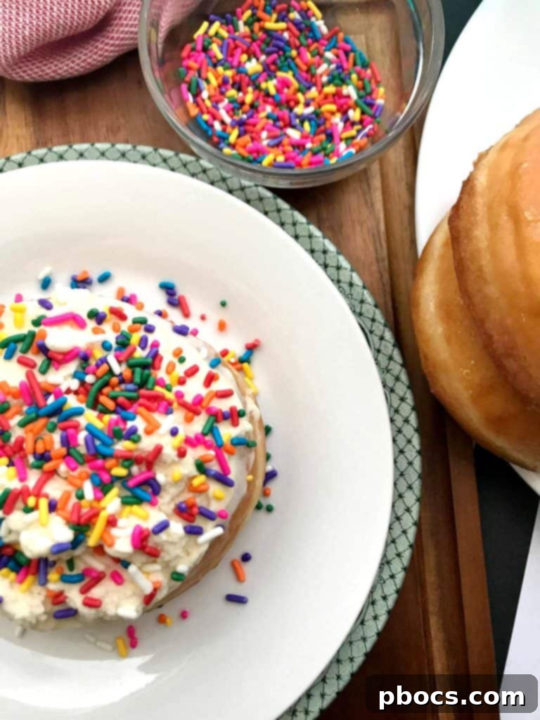 Adding Sprinkles to the Donut Ice Cream Cake