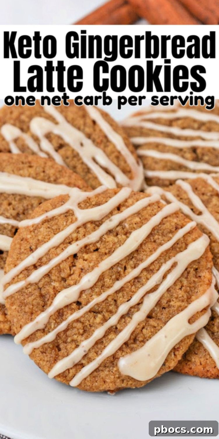 Keto Gingerbread Latte Cookies, perfectly glazed and ready to be enjoyed, shot from above