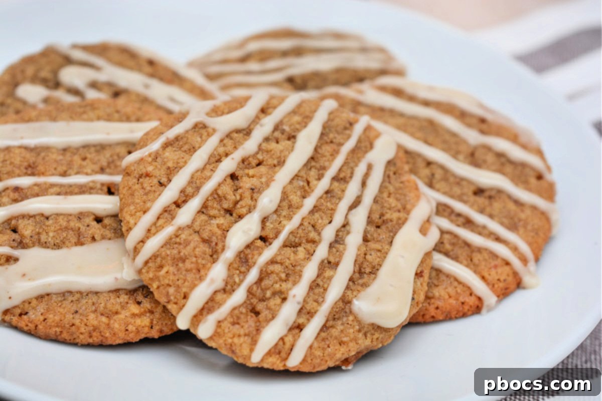 Close-up of Keto Gingerbread Latte Cookies stacked neatly on a plate