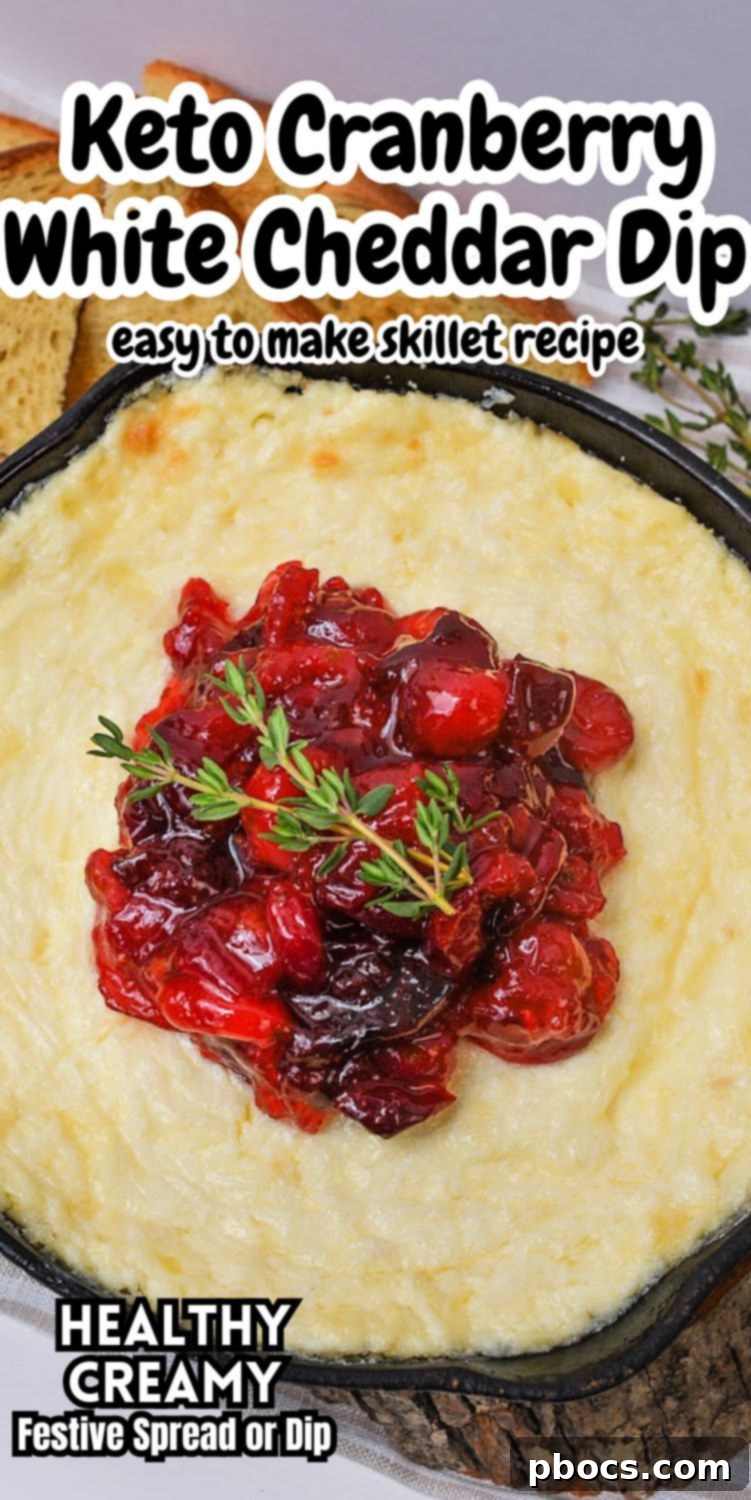 Keto Cranberry White Cheddar Dip recipe card for Pinterest