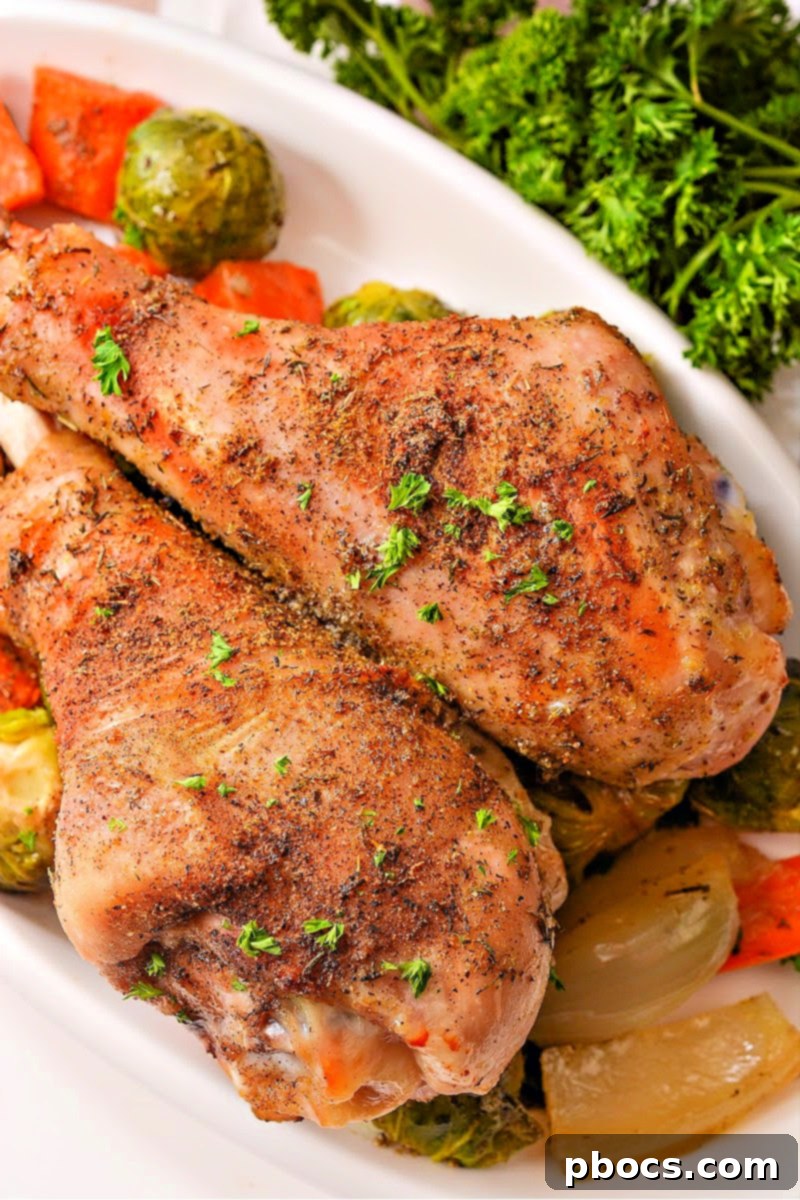 Low-Carb Slow Roasted Turkey Legs - Meat falling off the bone