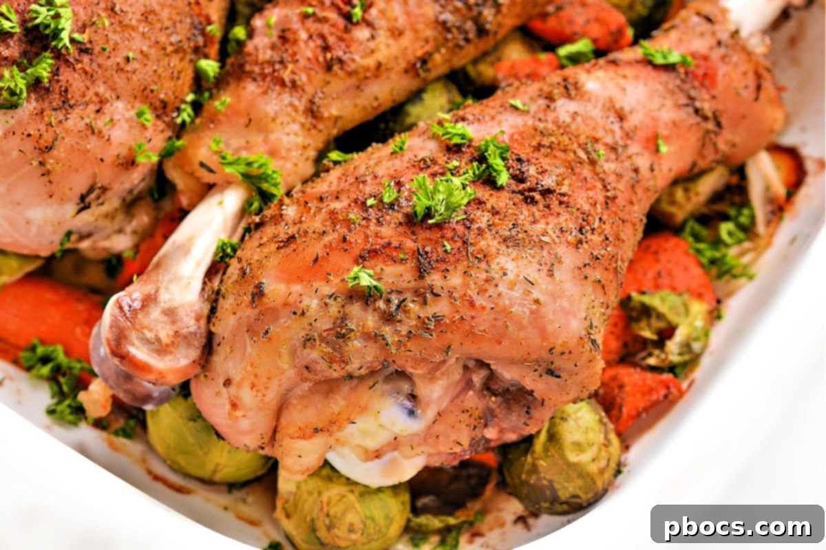 Low-Carb Slow Roasted Turkey Legs with golden skin