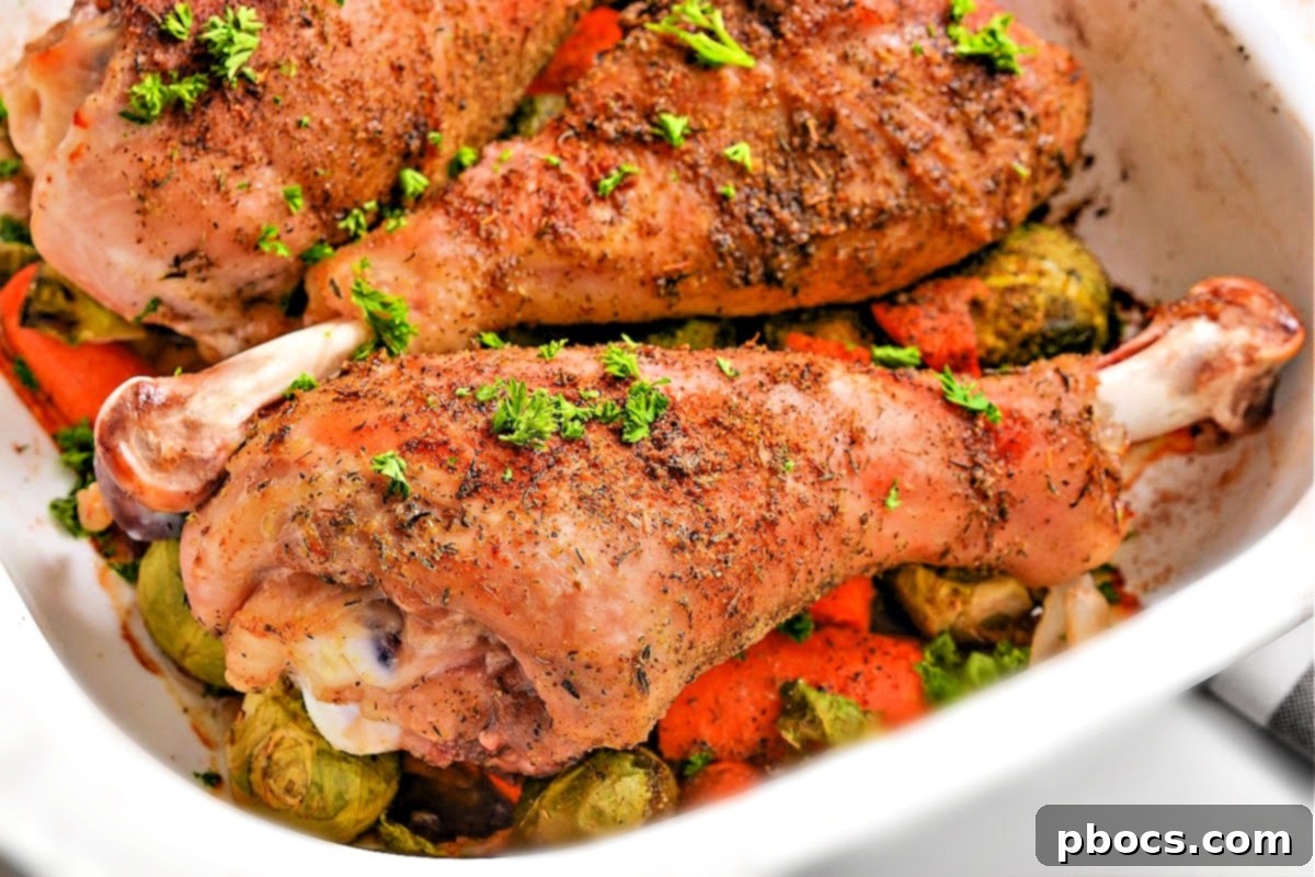 Low-Carb Slow Roasted Turkey Legs in a storage container