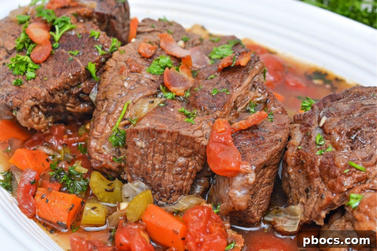 Keto Tuscan Pot Roast 3 Close-up of Low-Carb Italian Pot Roast with vegetables