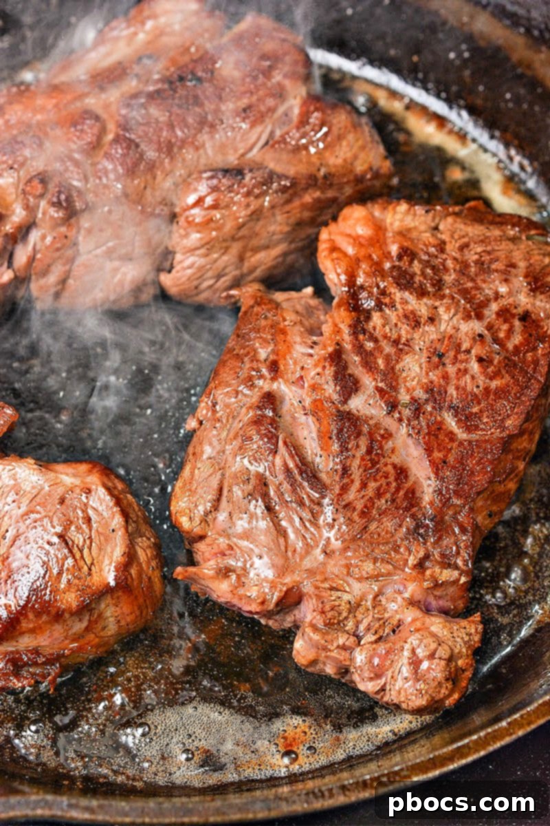 Keto Tuscan Pot Roast 8 Searing beef chuck roast in bacon grease