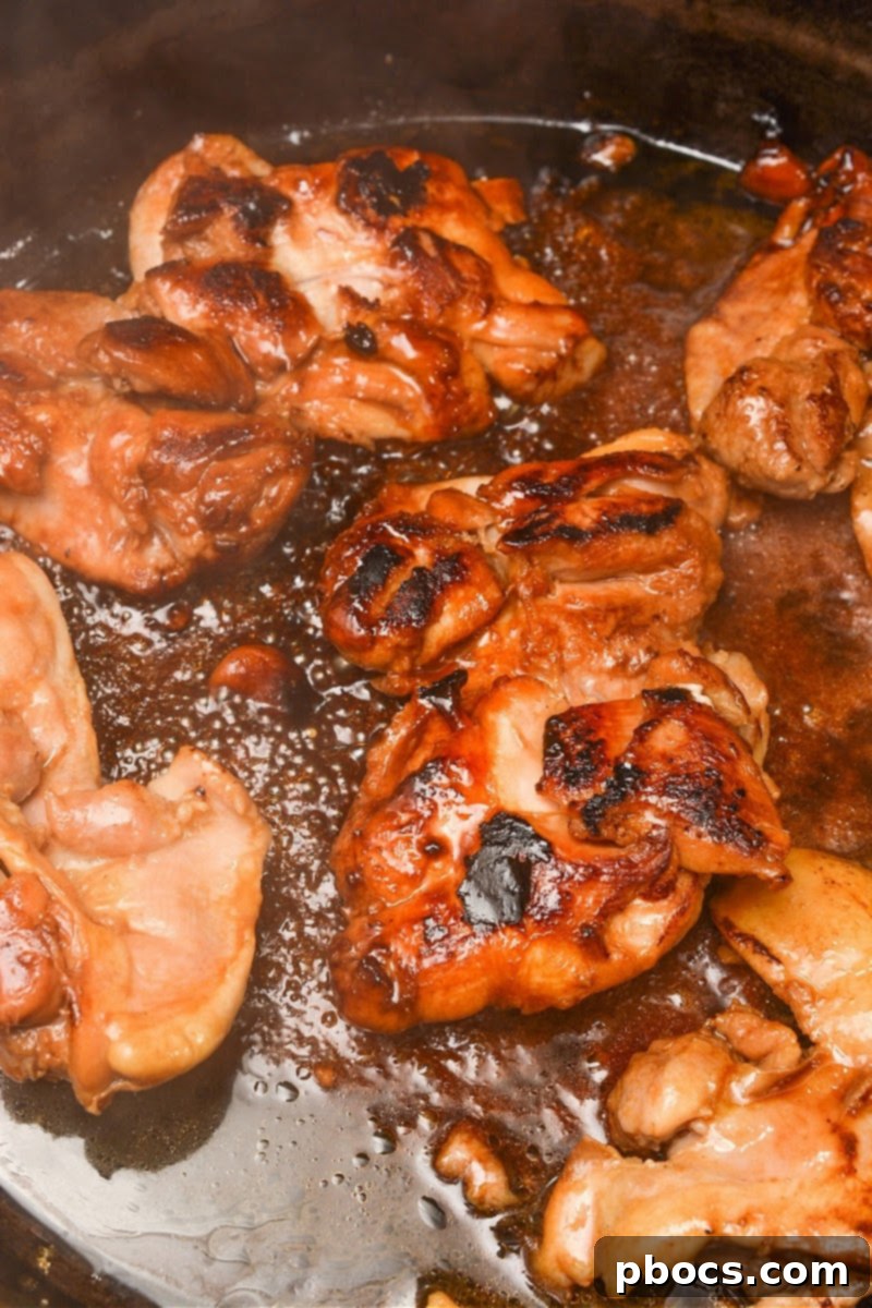 One-Pan Low-Carb Crack Chicken with Green Beans 10 Searing marinated chicken thighs in a hot skillet