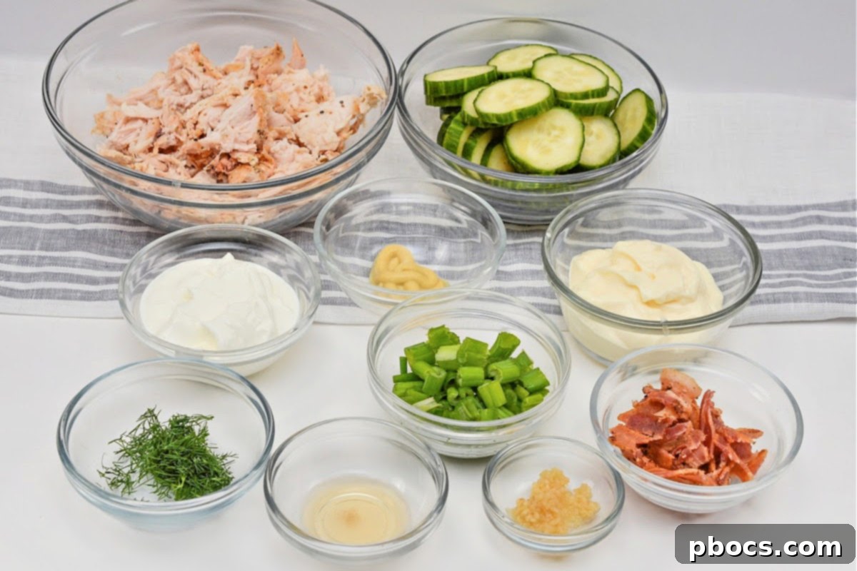 Refreshing Keto Chicken & Cucumber Salad 8 Keto Sliced Cucumber Chicken Salad Ingredients