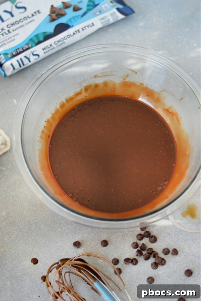 Decadent Keto Truffles 11 Melted keto chocolate chips in a bowl