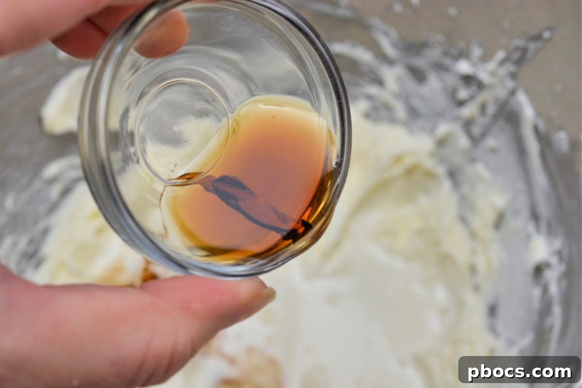 Keto Cookies and Cream Dream 11 Adding vanilla to cream cheese mixture