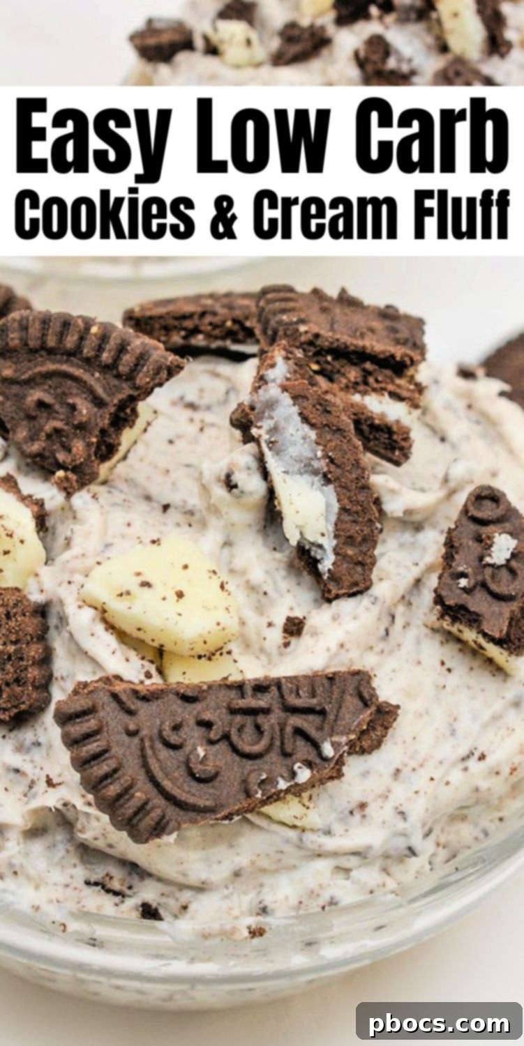 Keto Cookies and Cream Dream 13 Low Carb Cookies & Cream Fluff Pinterest Pin