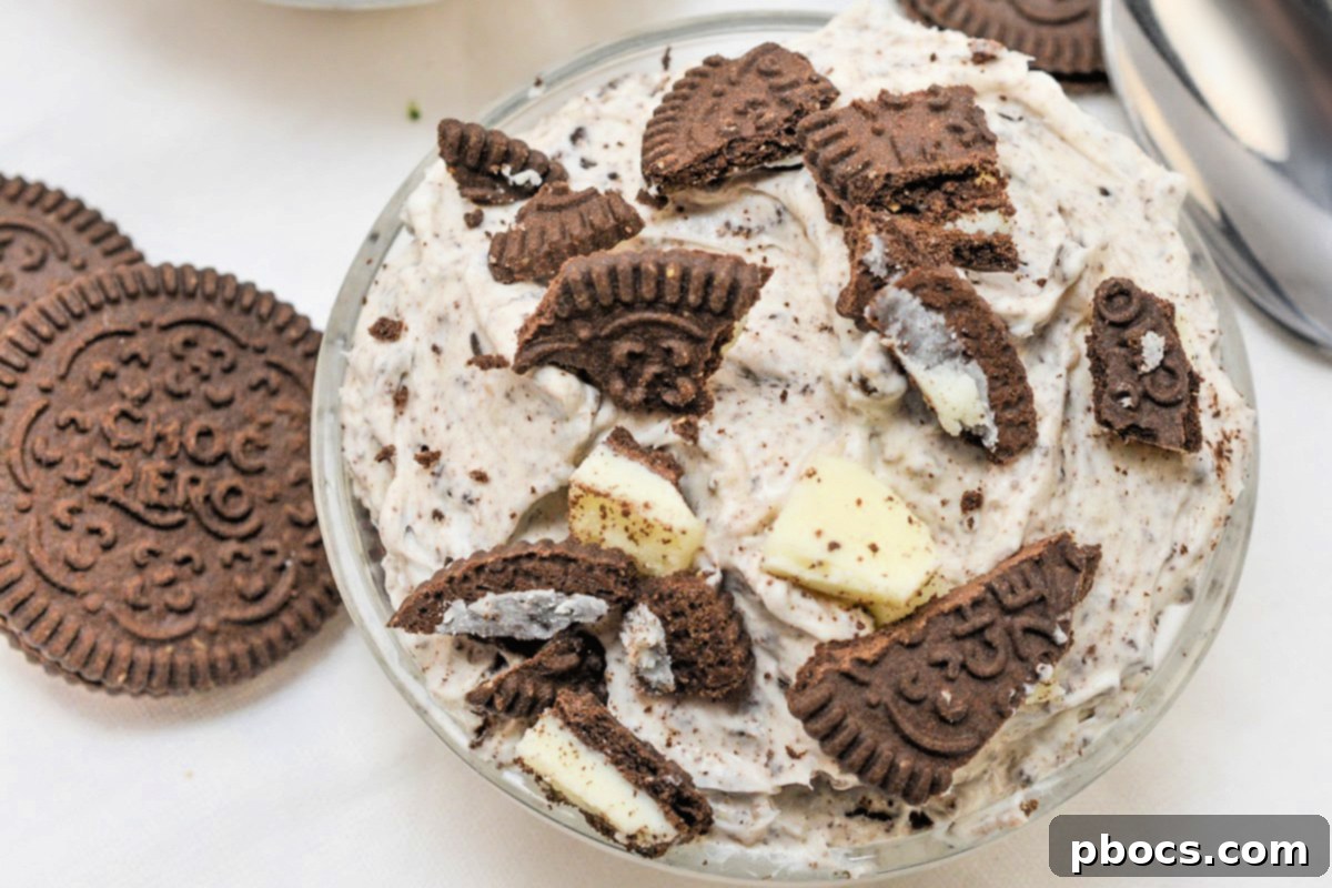 Keto Cookies and Cream Dream 7 Low-Carb Cookies and Cream Fluff in a serving dish
