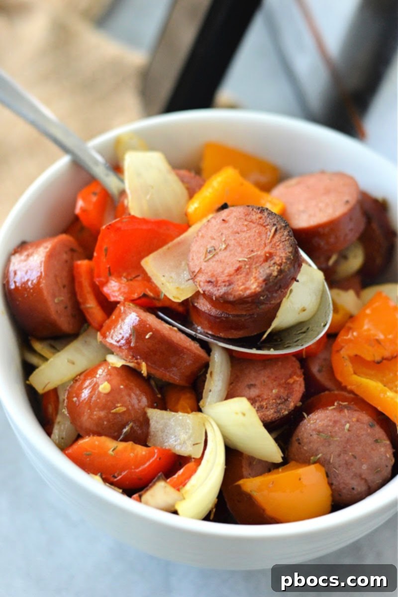 Low Carb Air fryer Chicken Sausage and Peppers