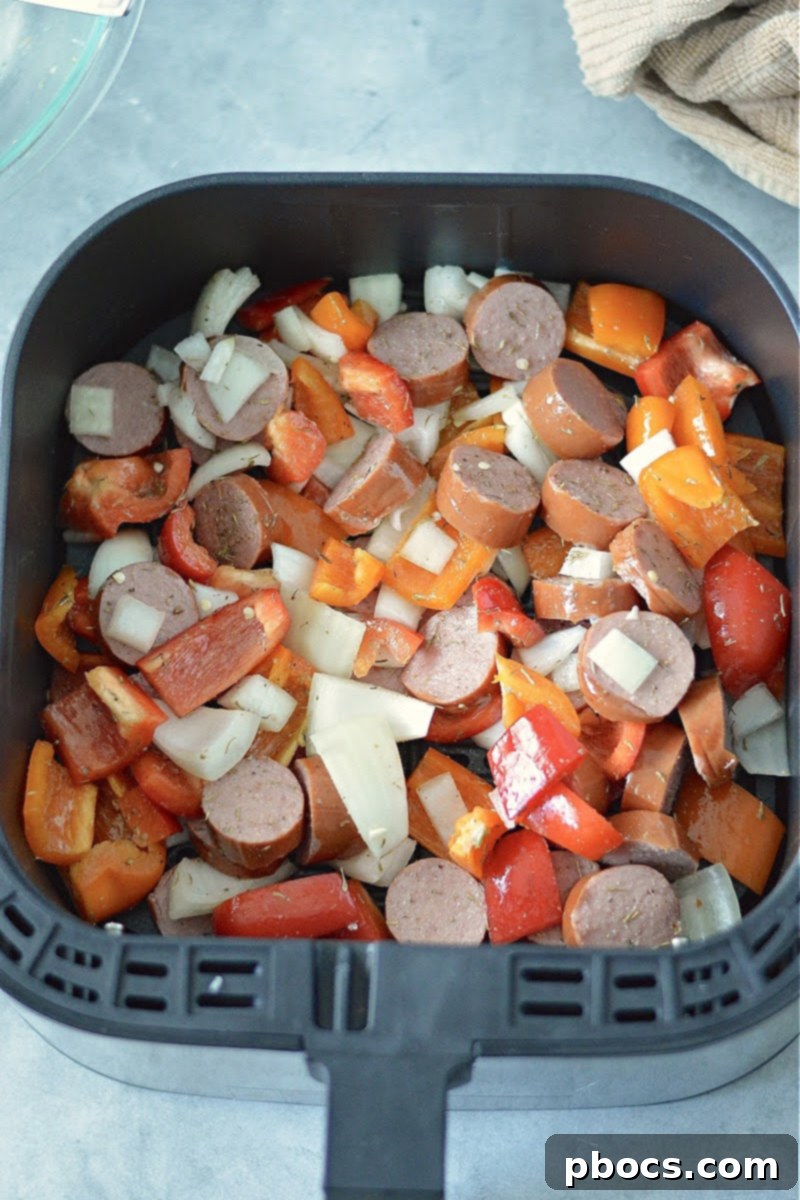 Low Carb Air fryer Chicken Sausage and Peppers