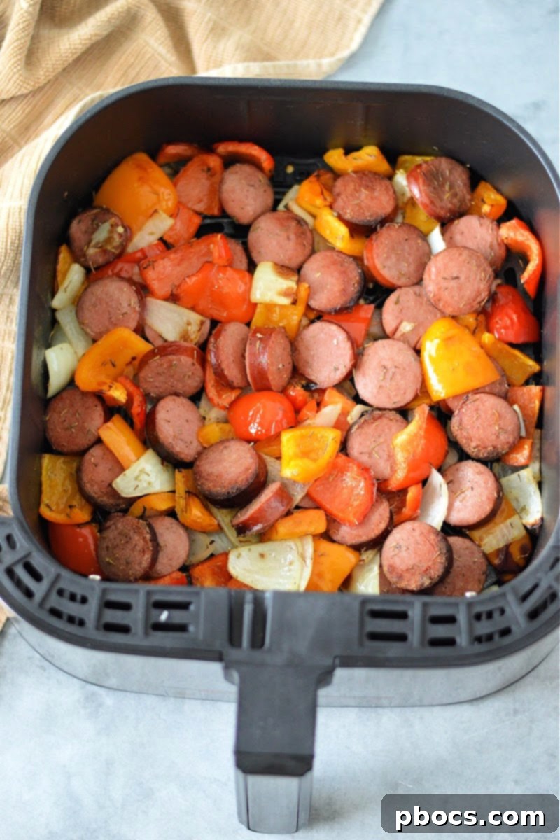Low Carb Air fryer Chicken Sausage and Peppers
