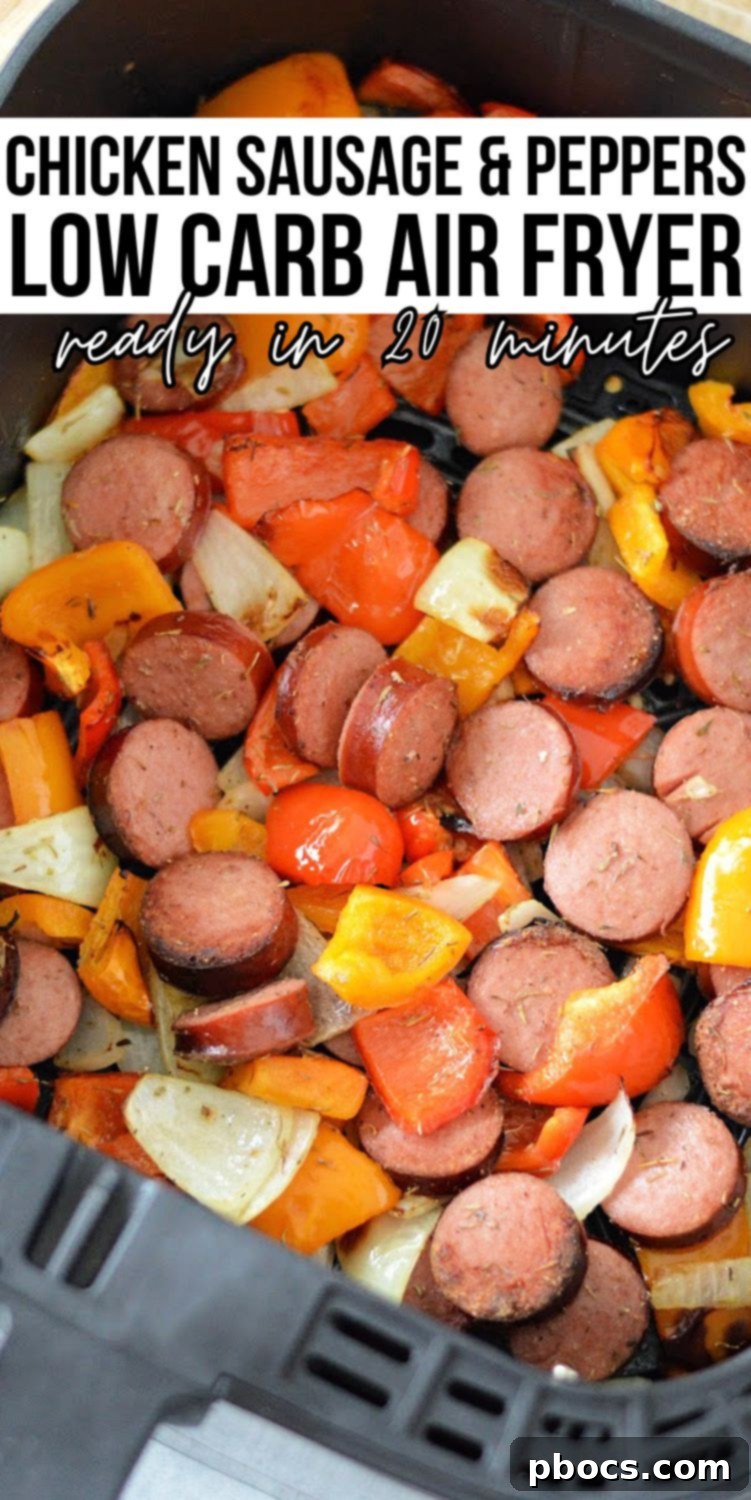 Low Carb Air fryer Chicken Sausage and Peppers  