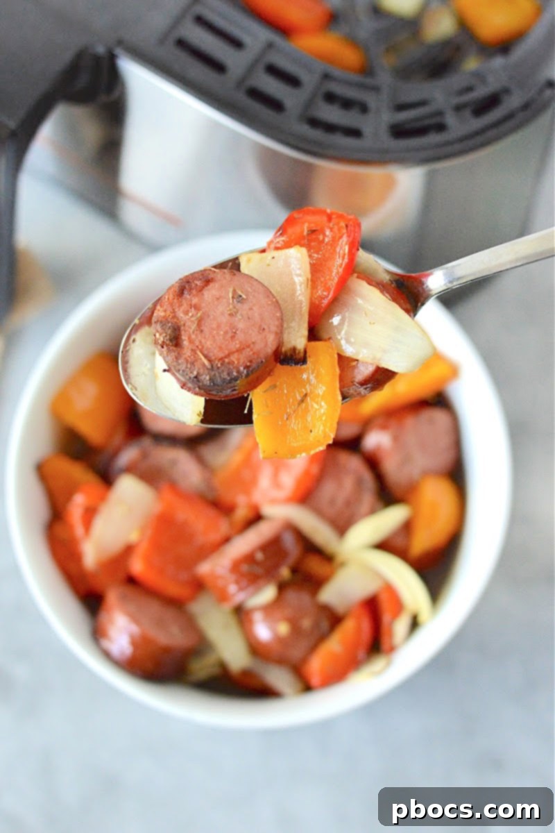 Low Carb Air fryer Chicken Sausage and Peppers