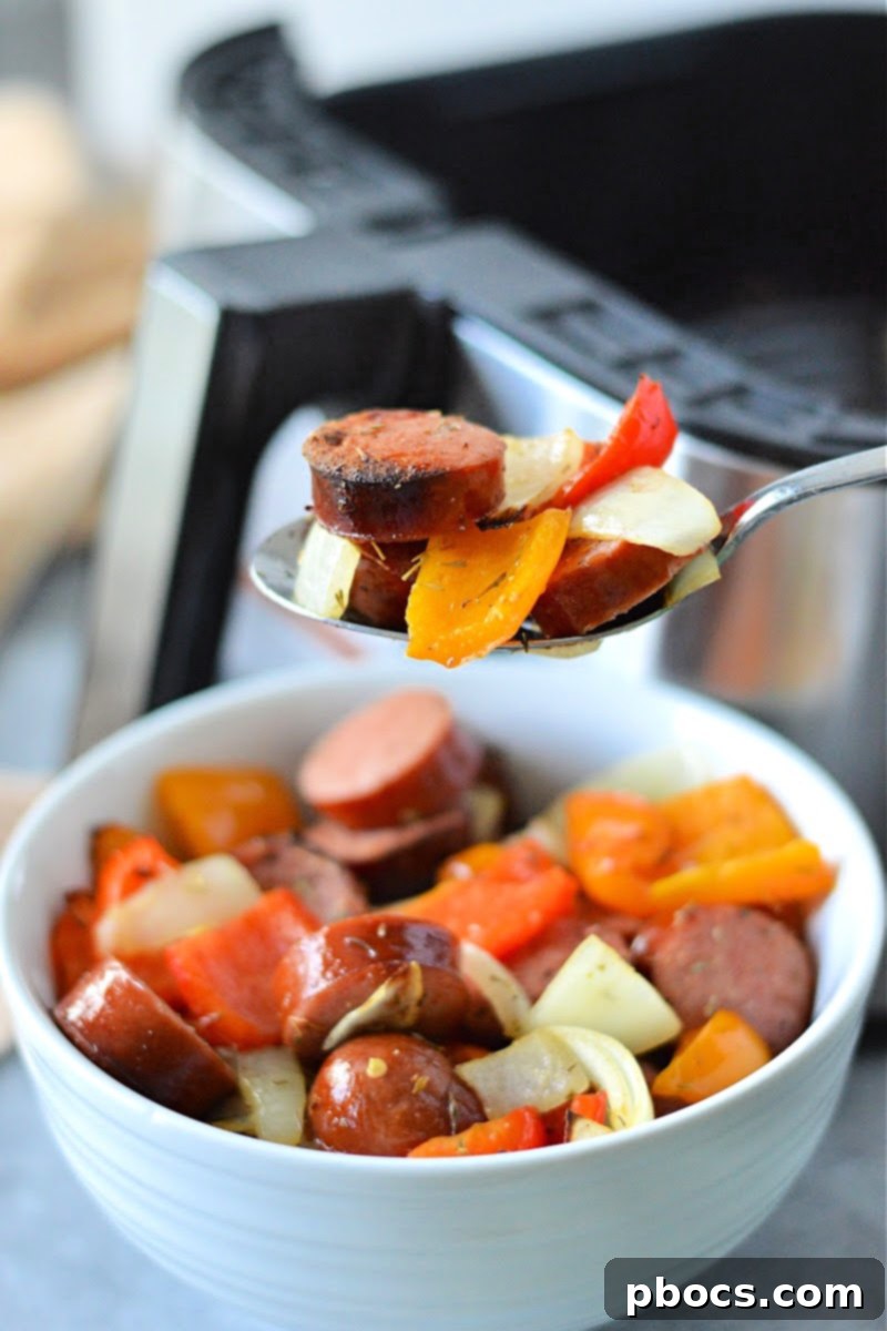 Low Carb Air fryer Chicken Sausage and Peppers
