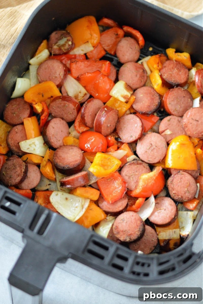 Low Carb Air fryer Chicken Sausage and Peppers