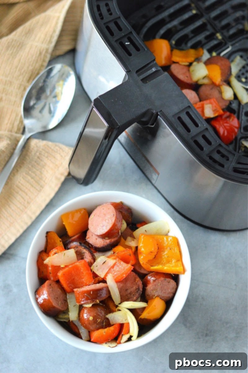 Low Carb Air fryer Chicken Sausage and Peppers