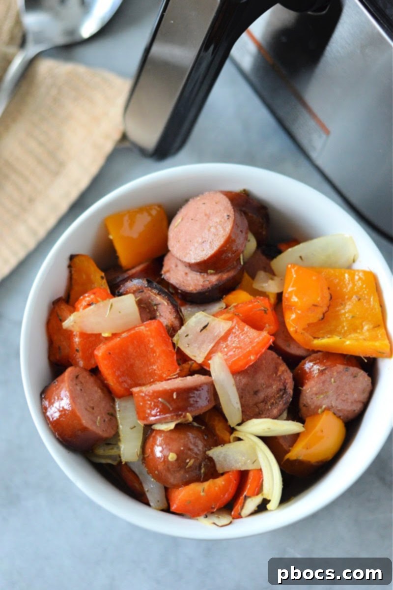 Low Carb Air fryer Chicken Sausage and Peppers