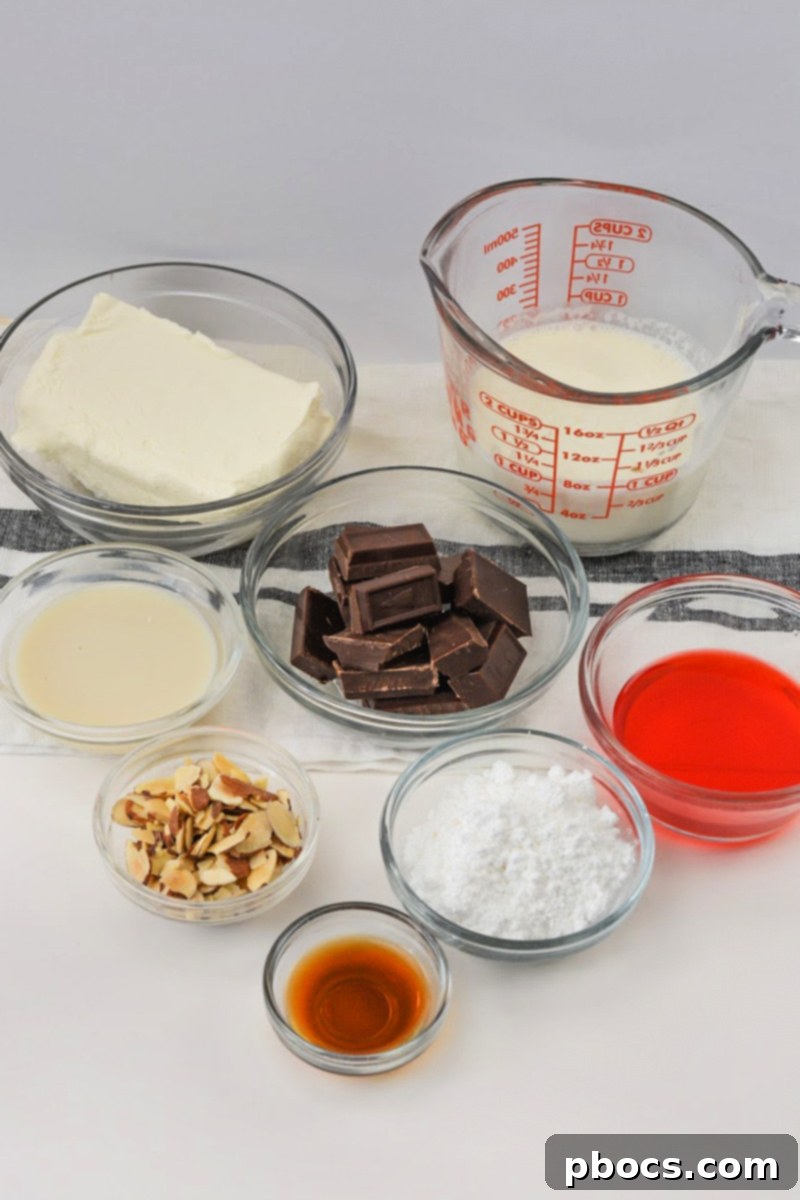 Low Carb Cherry Chocolate Cheesecake Fluff Ingredients