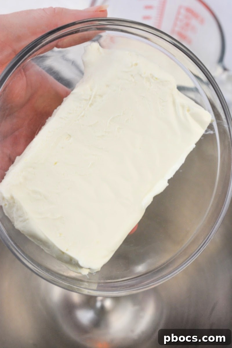 A block of cream cheese