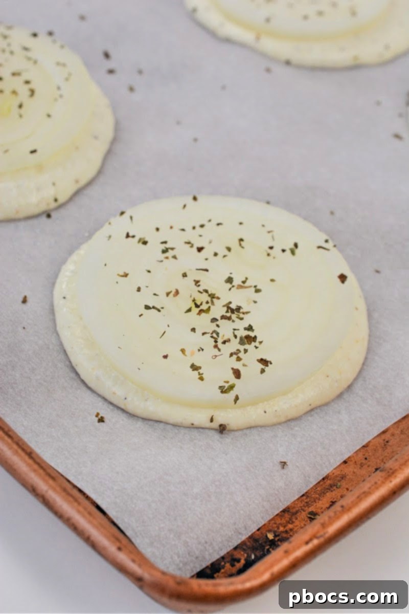 Unbaked Low Carb Healthy Onion Rings with Basil