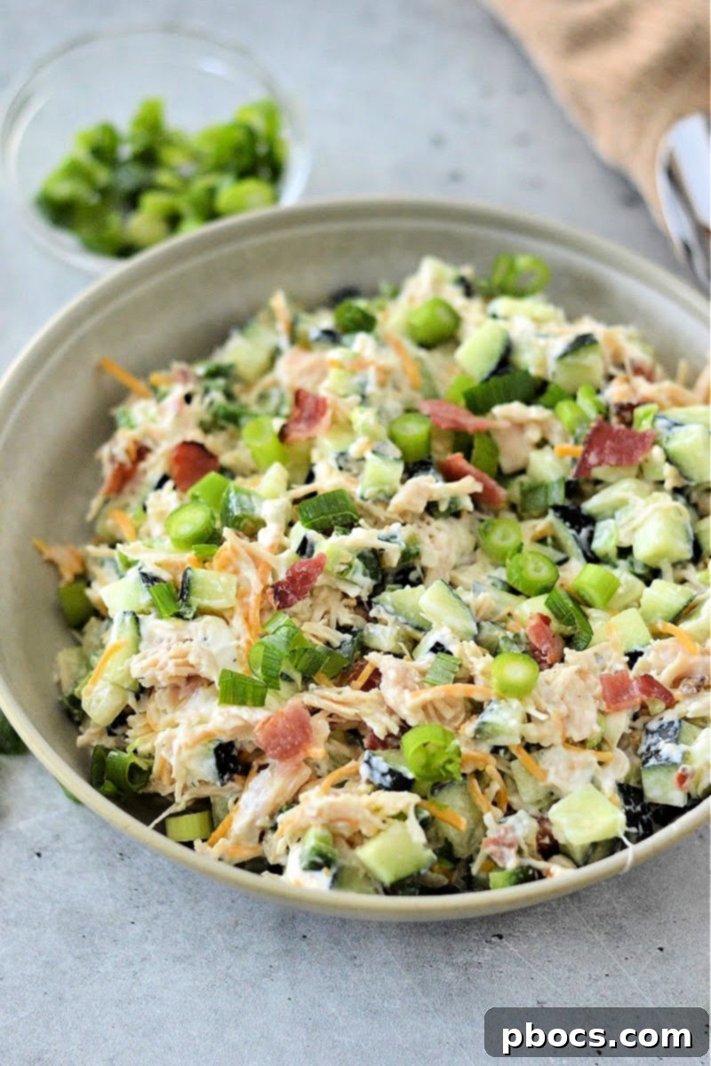 Keto Jalapeno Popper Chicken Cucumber Salad with creamy dressing