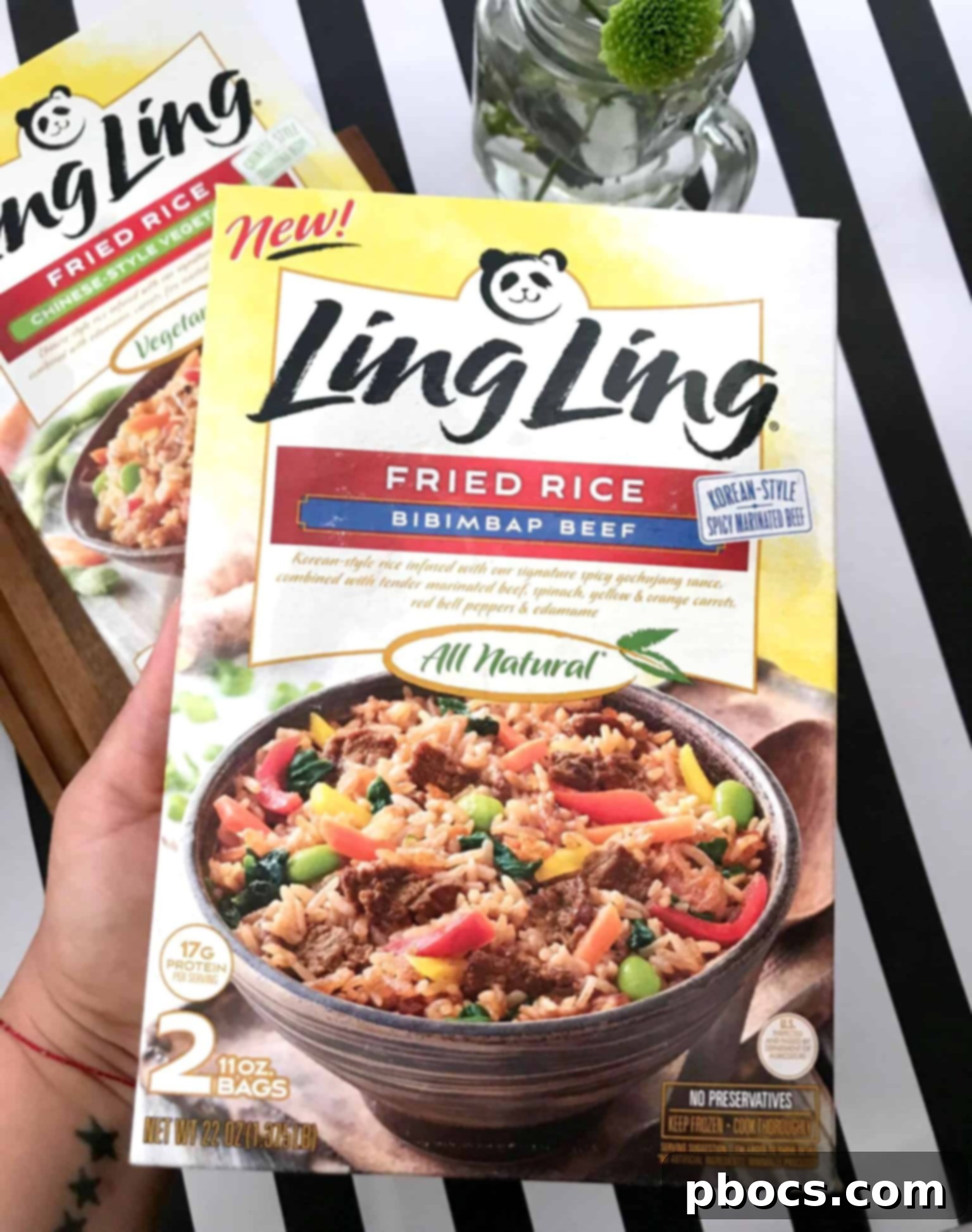 Ling Ling Fried Rice Bibimbap Beef and Chinese-Style Vegetable on a vibrant plate