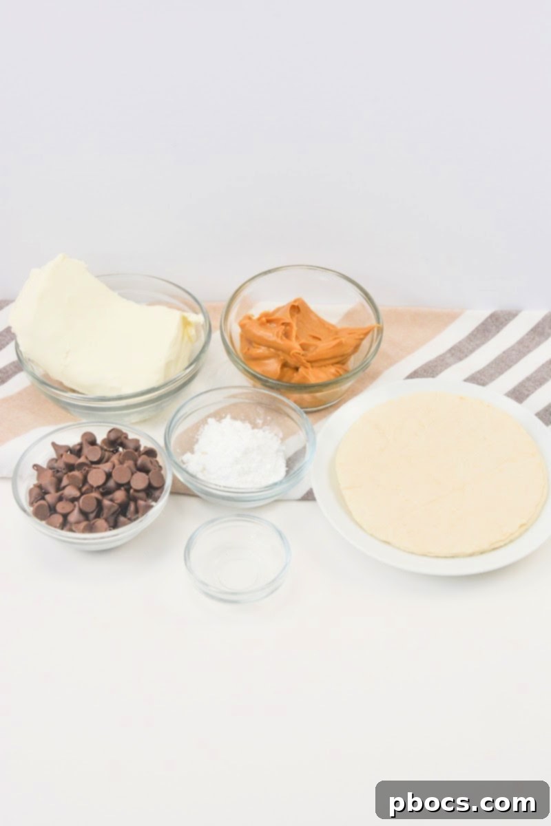 Ingredients for Crispy Low Carb Chocolate Chip Peanut Butter Roll Ups