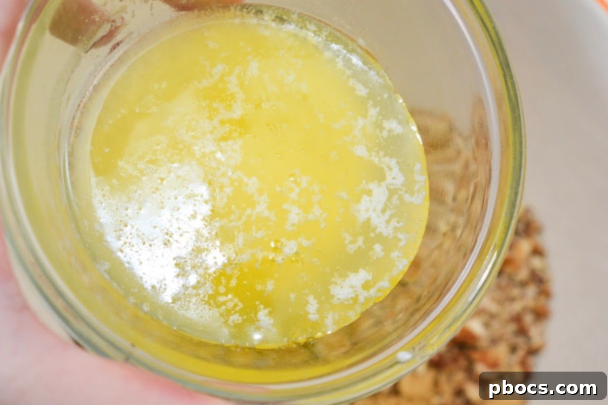 Melted butter in a bowl