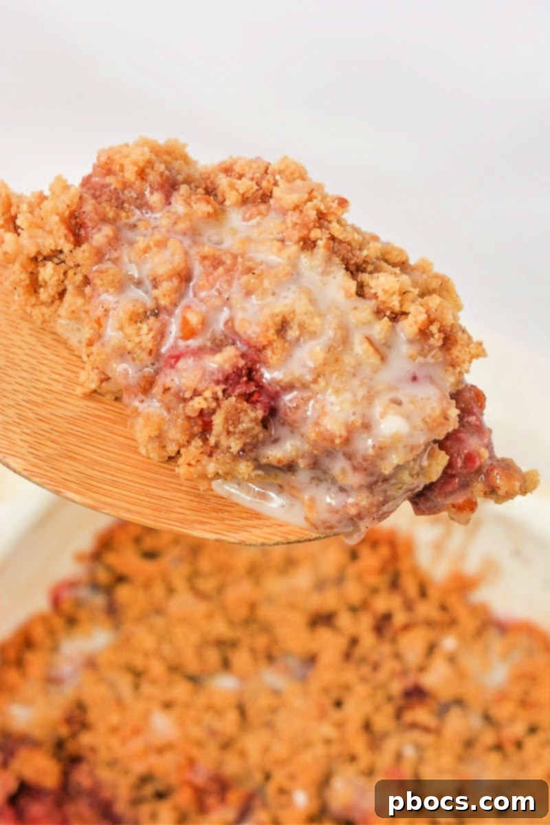 Low Carb Raspberry Crumble served with ice cream