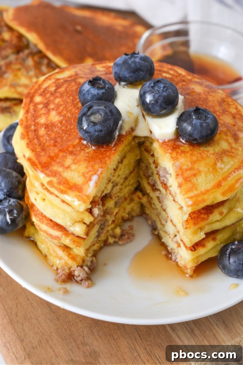 Protein-Rich Low Carb Cottage Cheese Pancakes with Sausage 6 Low Carb Healthy Cottage Cheese Pancakes with Sausage