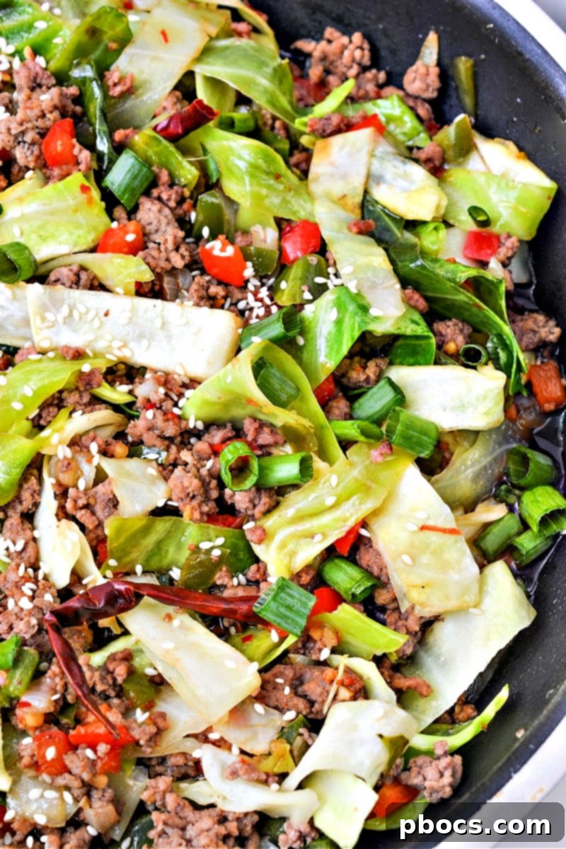 Keto Mongolian Ground Beef and Cabbage