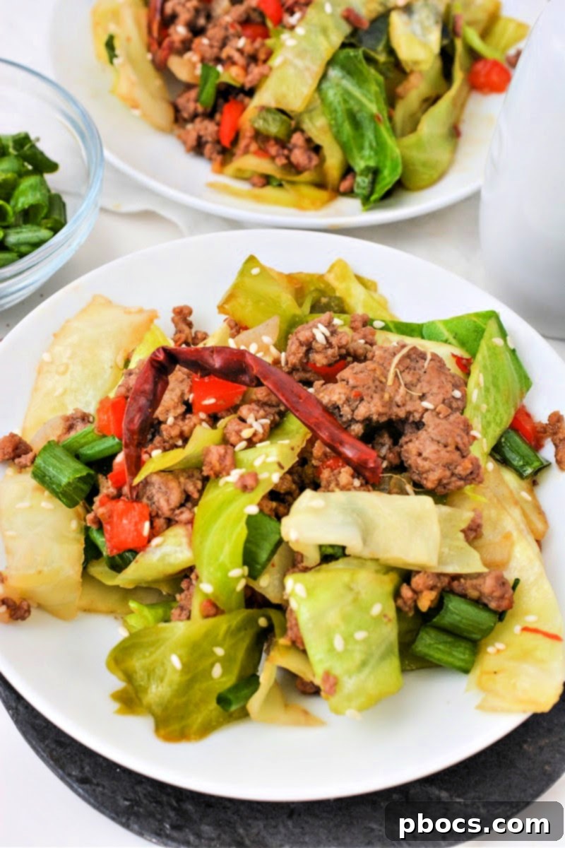 Keto Mongolian Ground Beef and Cabbage